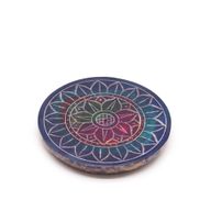 Soapstone Disc Incense Holder 8cm - Lotus in Lotus