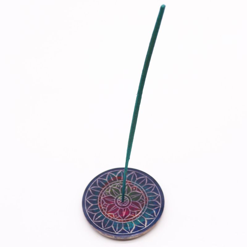 Soapstone Disc Incense Holder 8cm - Lotus in Lotus