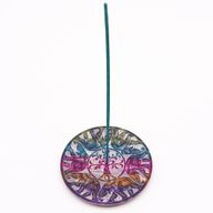 Soapstone Disc Incense Holder 12cm - 6 Lucky Elephants