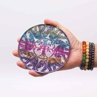 Soapstone Disc Incense Holder 12cm - 6 Lucky Elephants