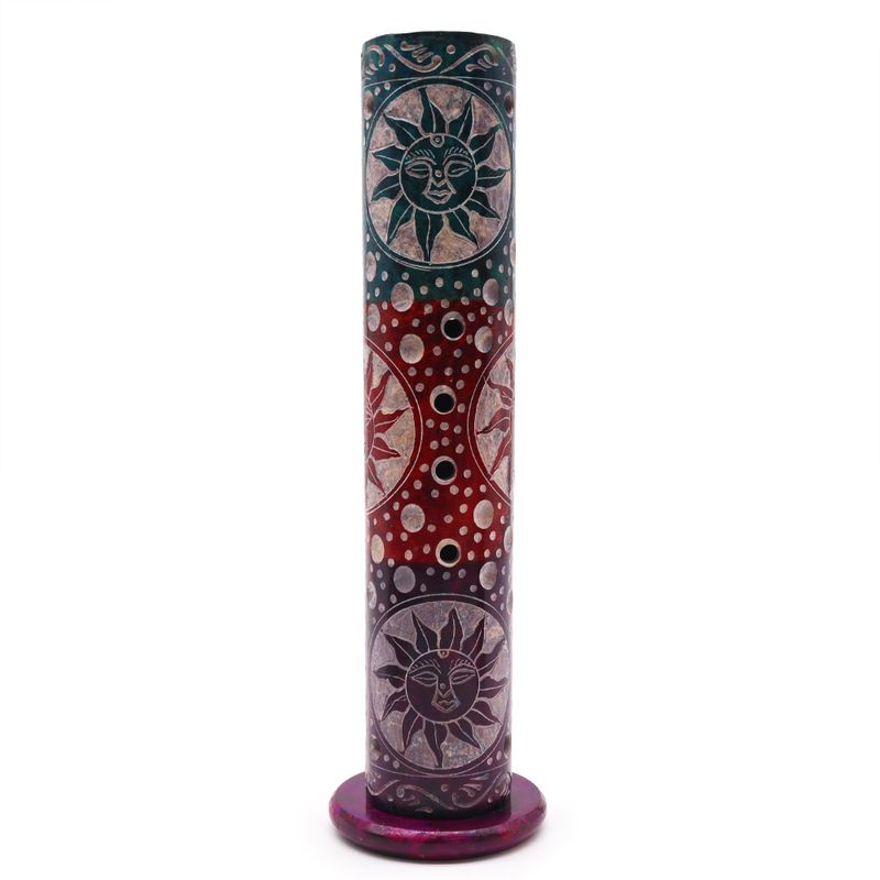 Soapstone Round Tower Incense Holder 25cm - Suns
