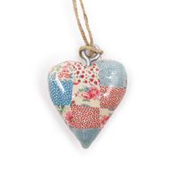 Small Decor Wood Hearts - Cheque Blue & Red