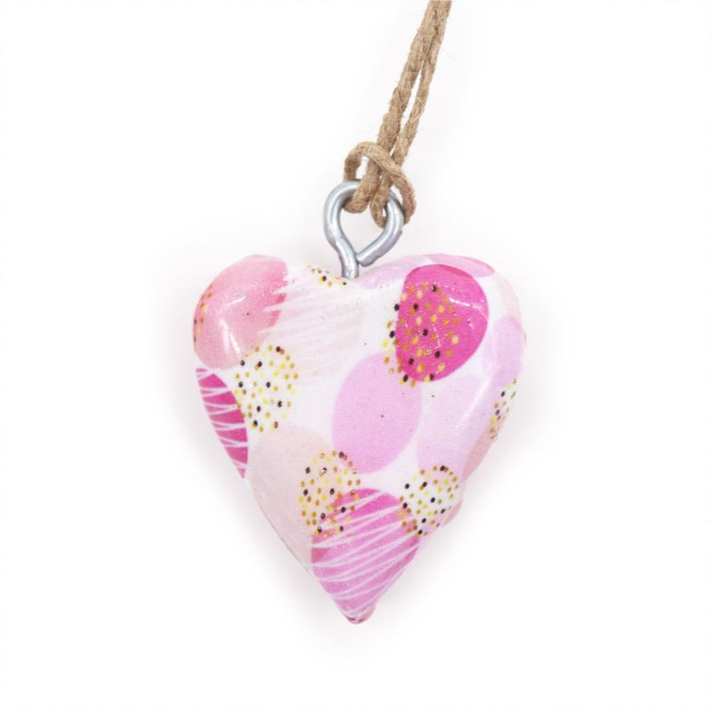 Small Decor Wood Hearts - Pink Abstract