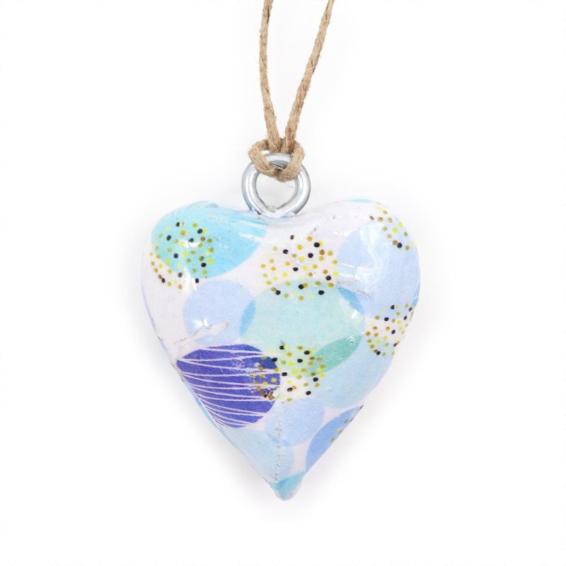 Small Decor Wood Hearts - Blue Abstract
