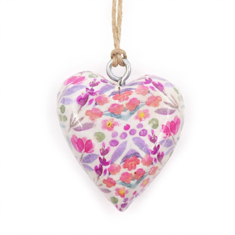 Lrg Decor Wood Hearts - Pretty Floral