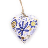 Lrg Decor Wood Hearts - Blue Floral