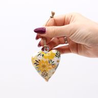 Lrg Decor Wood Hearts - Yellow Floral