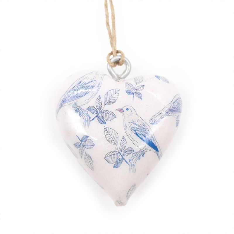 Lrg Decor Wood Hearts -  Blue Bird