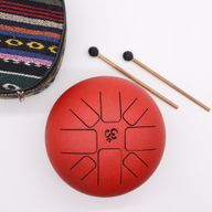 Large Happy Drum Om Red- 22x18cm