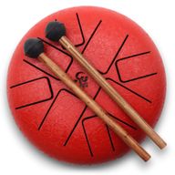 Large Happy Drum Om Red- 22x18cm