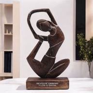 Wooden Yoga Lady - Antique - Revolved Pose