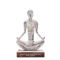 Wooden Yoga Lady - Whitewash - Easy Pose