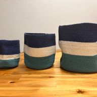 Set of 3 Evil Eye Jute Rope Baskets - 15cm / 20cm / 25cm