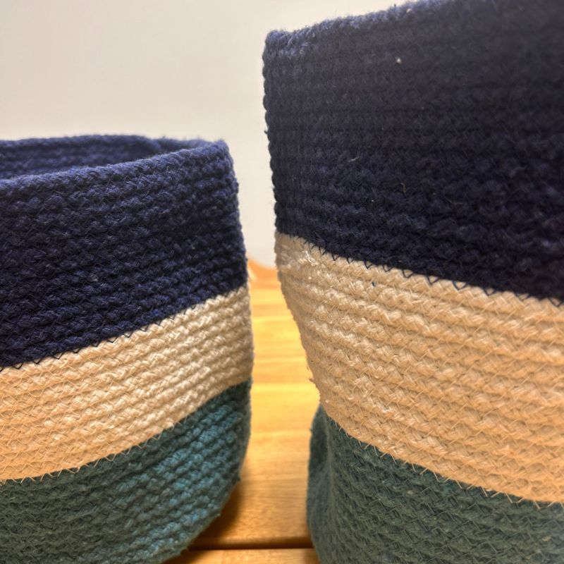 Set of 3 Evil Eye Jute Rope Baskets - 15cm / 20cm / 25cm