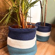 Set of 3 Evil Eye Jute Rope Baskets - 15cm / 20cm / 25cm