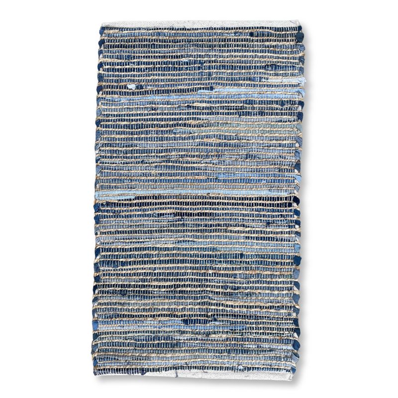 Medium Jute and Recycled Cotton Rug - 90x150cm - Blue