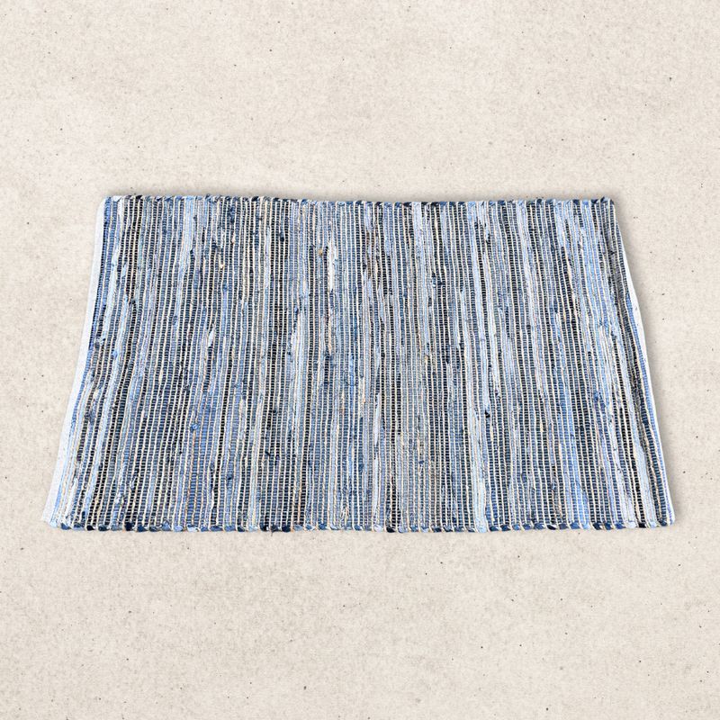 Large Jute and Recycled Cotton Rug - 130x170cm - Blue