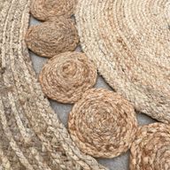 Lrg Round Soft Jute Rug Circles Inside - 120cm