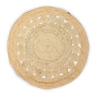 Lrg Round Soft Jute Rug Circles Inside - 120cm