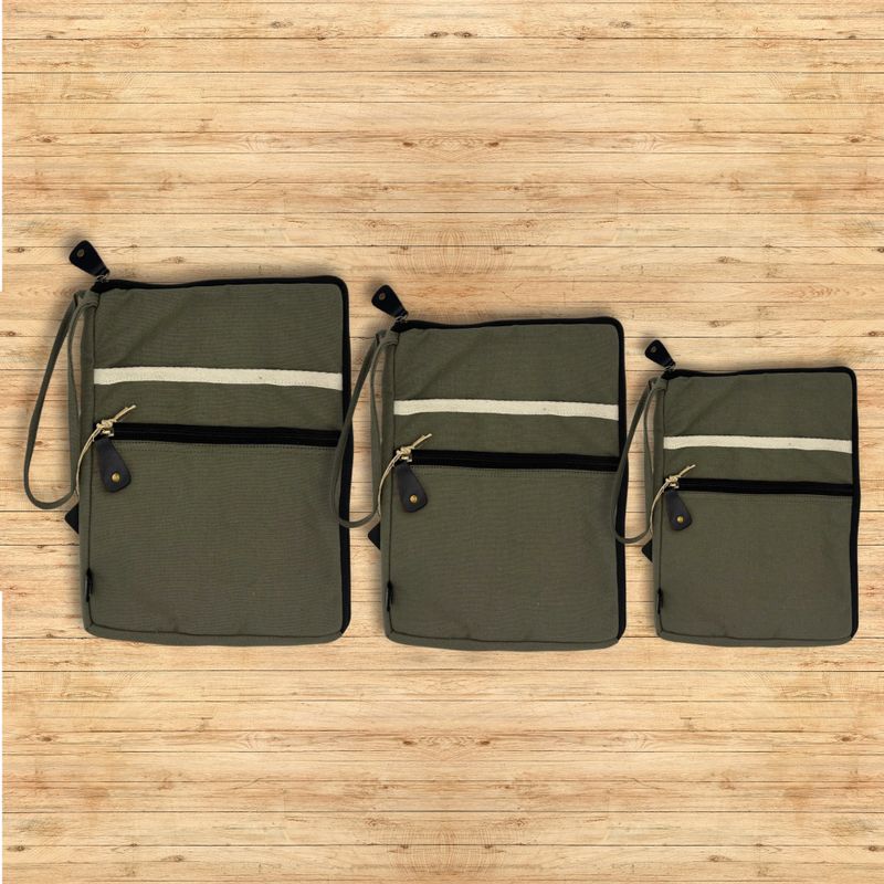 Canvas Tablet Pouch - Olive - 21x29cm