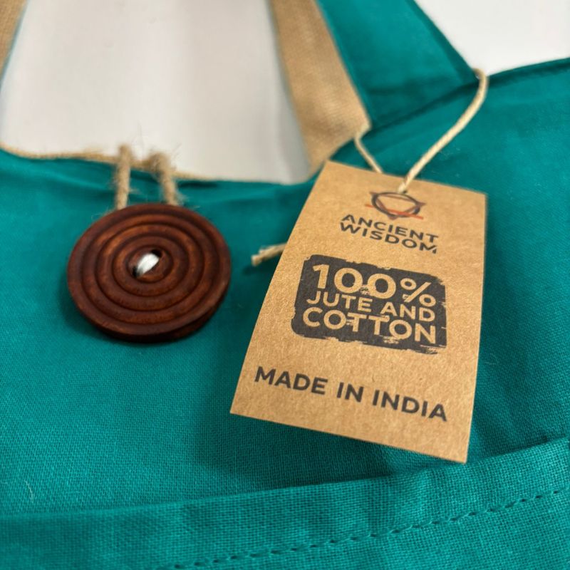 Jute & Cotton Reversible Big Bag - Teal