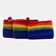 Natural Felt Zipper Pouch (asst) - Rainbow