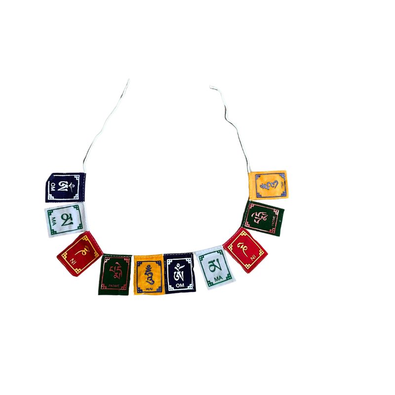 OM Tibetan Mantra Velvet Flags - Med (10 flags)