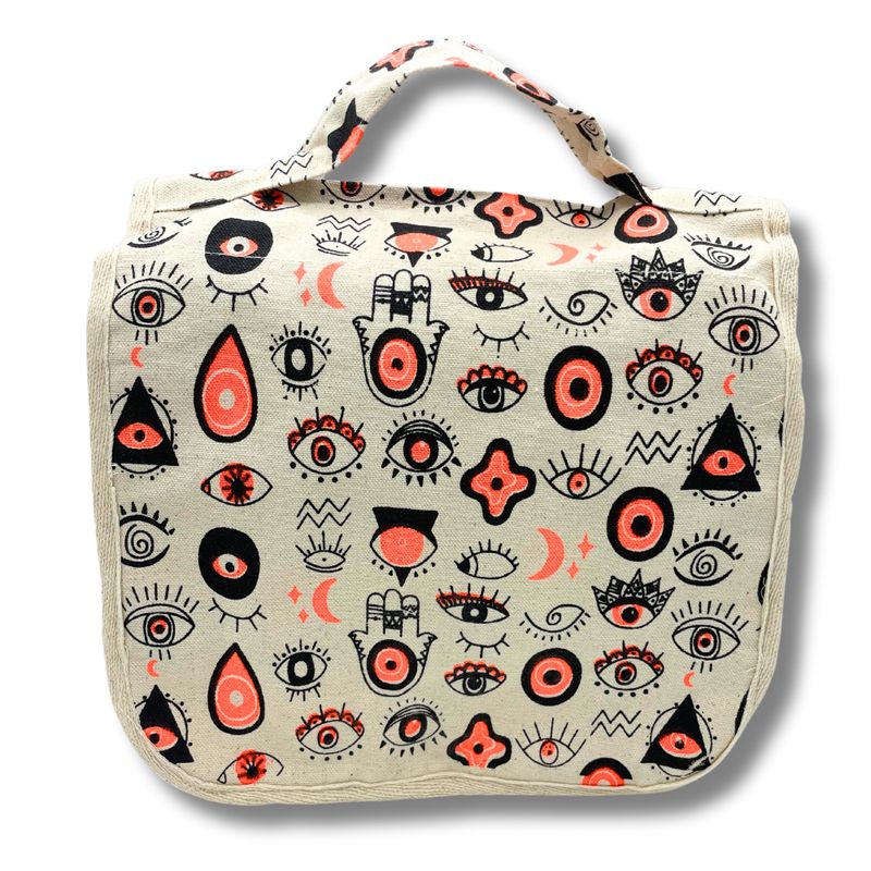 Large Multi Eyes Cotton Canvas Toilet Bag