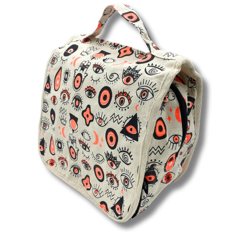Large Multi Eyes Cotton Canvas Toilet Bag