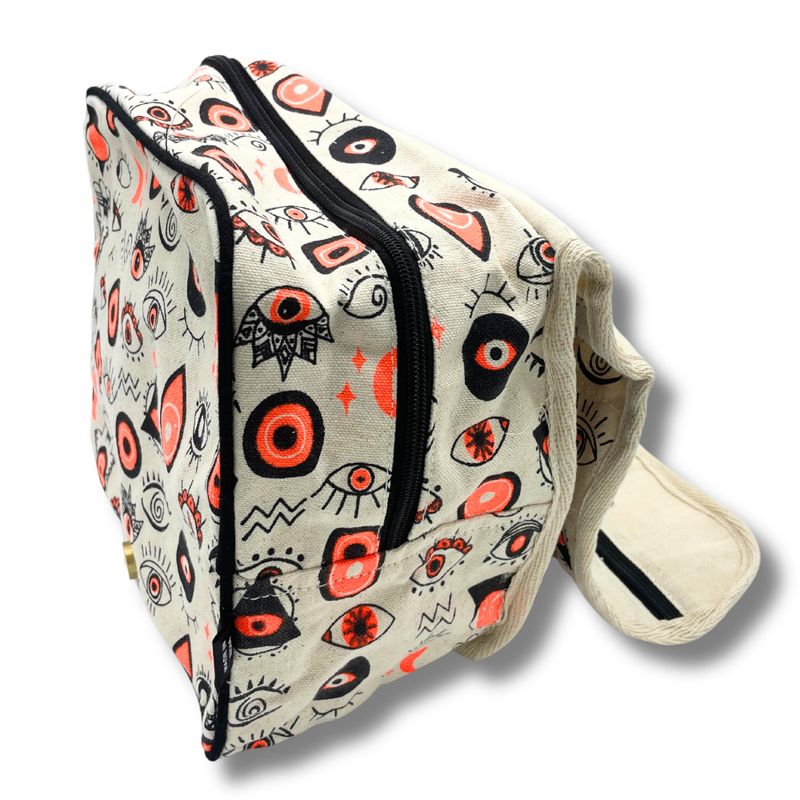 Large Multi Eyes Cotton Canvas Toilet Bag