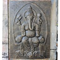 Large Ganpati Frame Antique Gold Relief- 0.7x1m