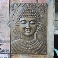 Large Buddha Frame Antique Gold Relief - 0.7x1m
