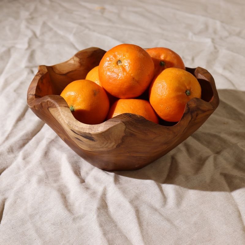 Medium Smooth Teakwood Fruit Bowl - 21x9cm