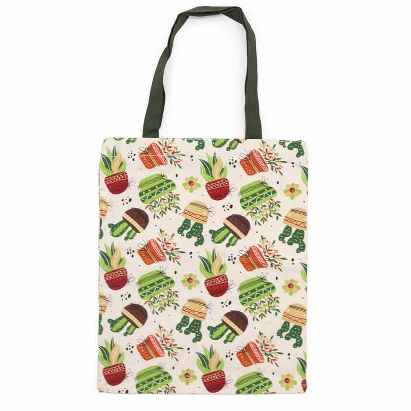 Classic Tote Zipper Bag (Cactus Motif) 40x34cm
