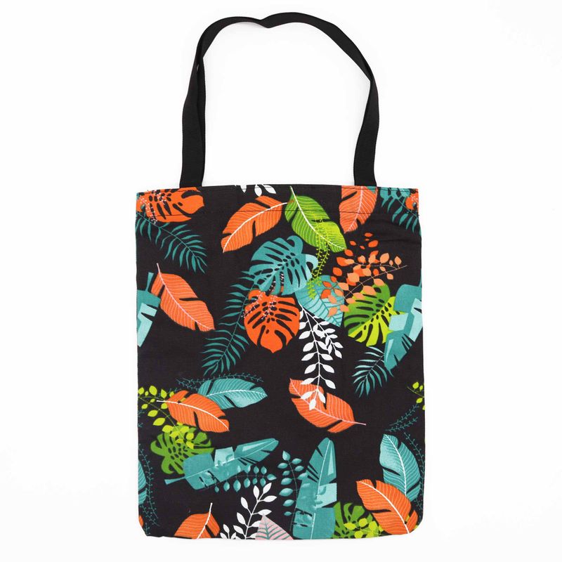 Classic Tote Zipper Bag (Dark Tropical Motif) 40x34cm