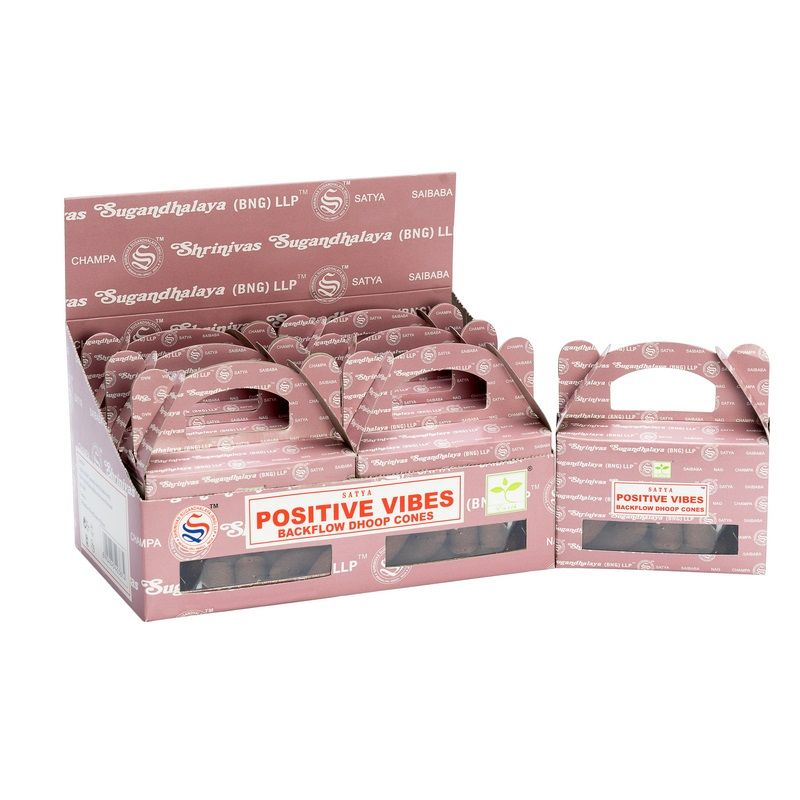 Box of 24pcs Satya Positive Vibes Backflow Dhoop Cones
