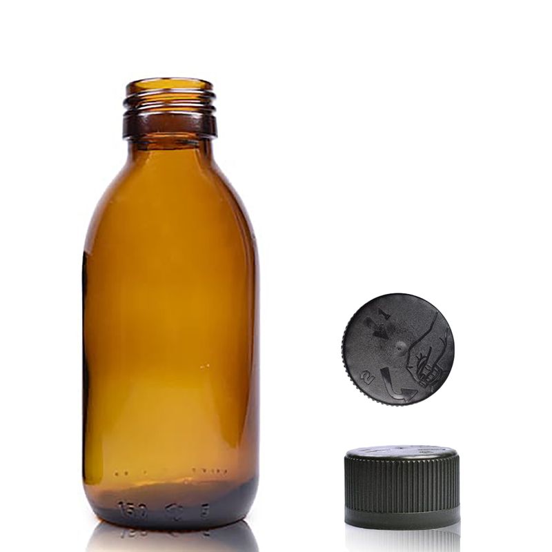 150ml Amber Glass Medicine Bottle - No Cap