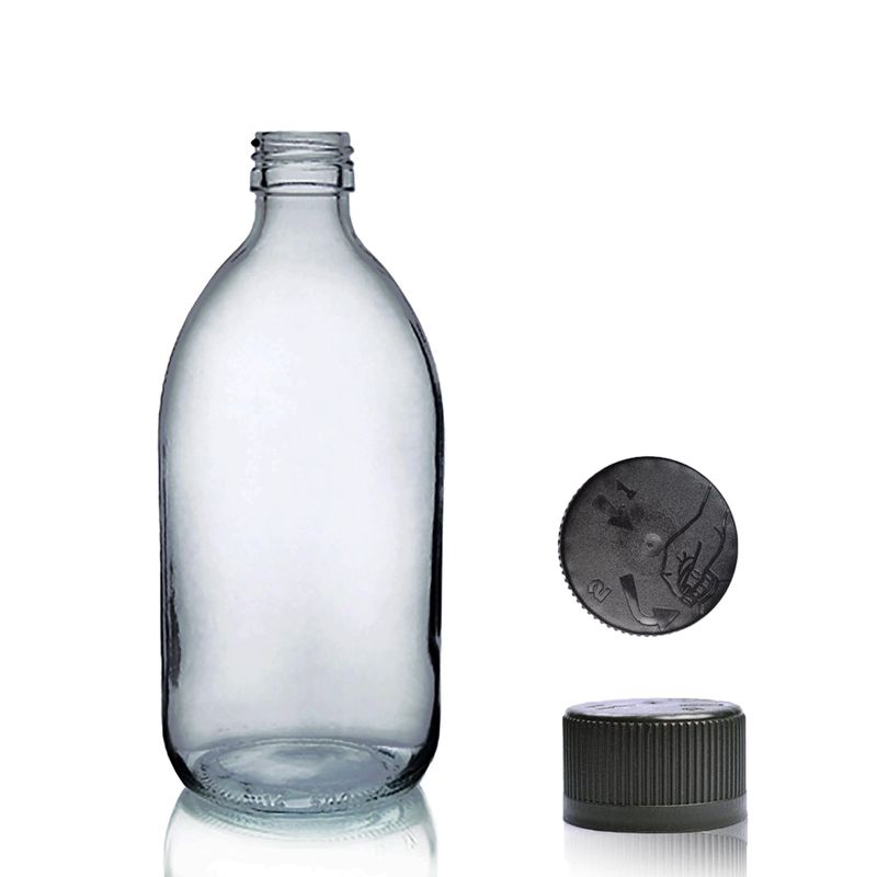 250ml Smoked Grey Glass Medicine Bottle - No Cap