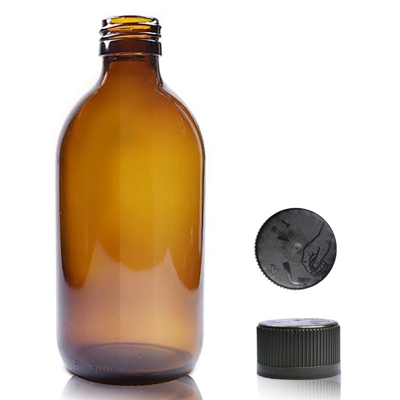 300ml Amber Glass Medicine Bottle - No Cap