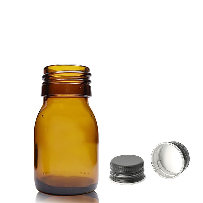 30ml Amber Glass Medicine Bottle - No Cap