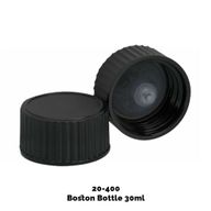 Cap for Amber Boston Bottle (for 30ml & 60ml) - Black Plastic 20-400mm