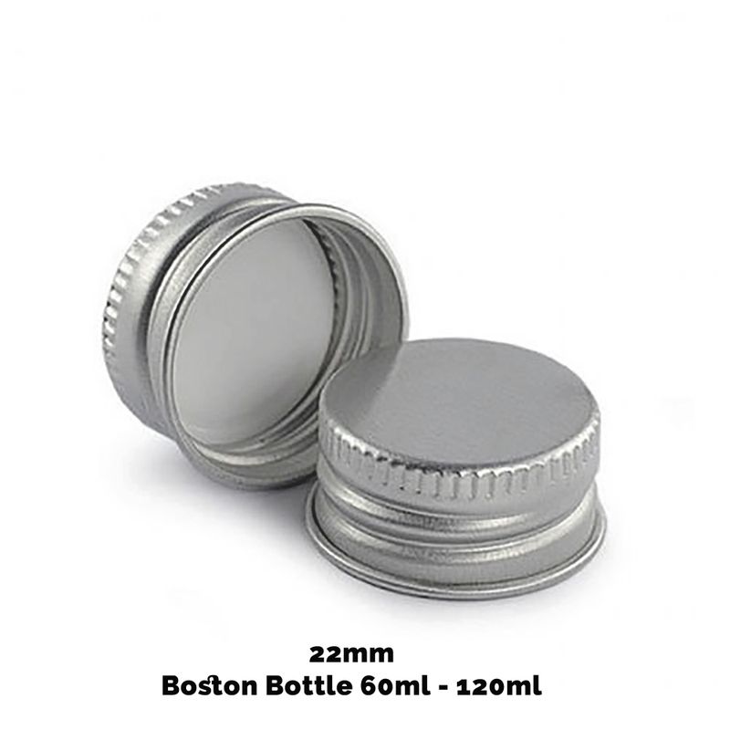 Cap for Amber Boston Bottle (120ml) - Aluminum Silver 22mm
