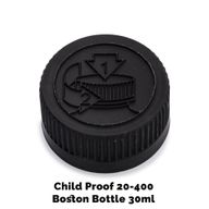 Cap for Amber Boston Bottle Child Resistant 20mm (for 30ml - 60ml) - Black Plastic
