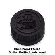 Cap for Amber Boston Bottle Child Resistant 22mm (for 120ml) - Black Plastic