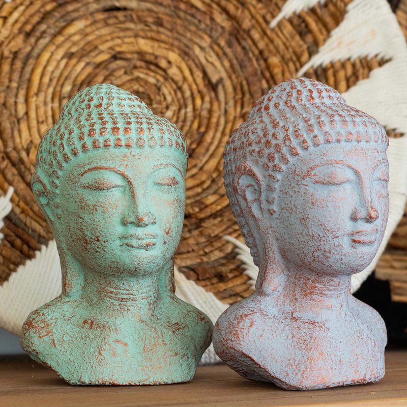 Tranquility Buddha Head - Green Copper