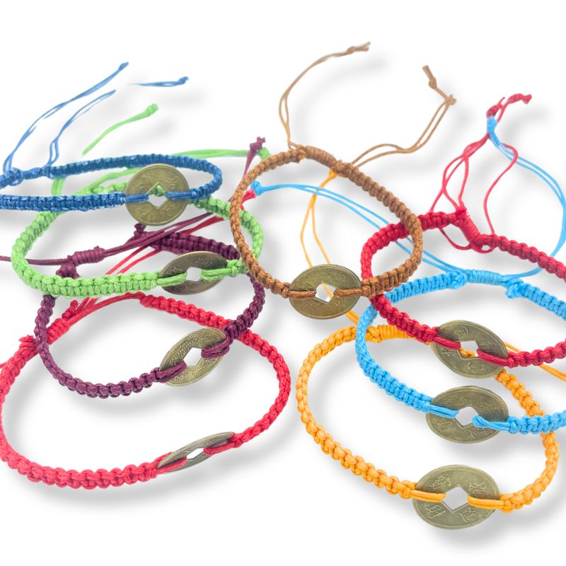 Handmade Friendship Bracelets - Lucky Friends Feng Shui Coin (Assorted)