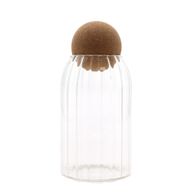 Cottage Cork-Ball Glass Jar - Ribbed - 15cm