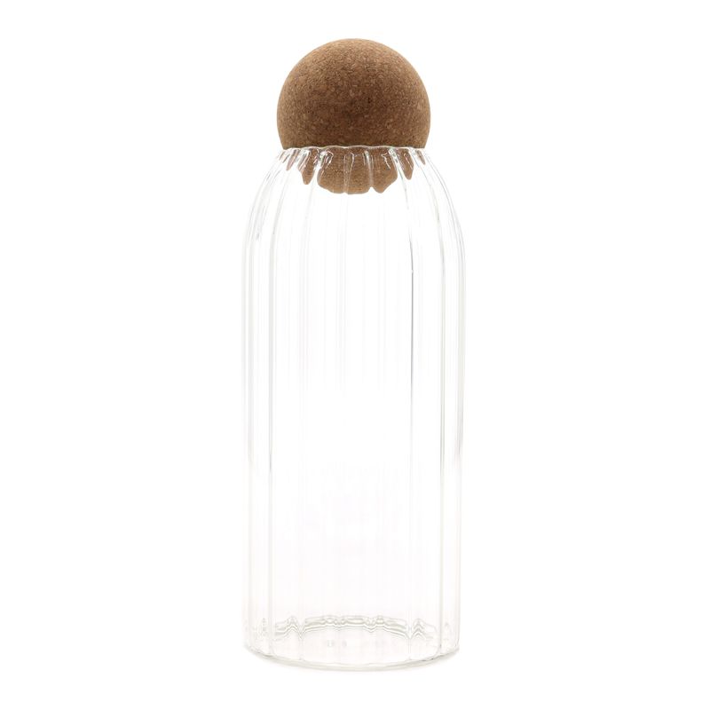 Cottage Cork-Ball Glass Jar - Ribbed - 20cm
