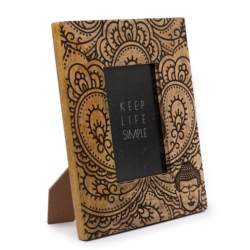 Med Mango Wood Picture Frame (for 10x15cm) 26x20x2cm - Buddha - Black