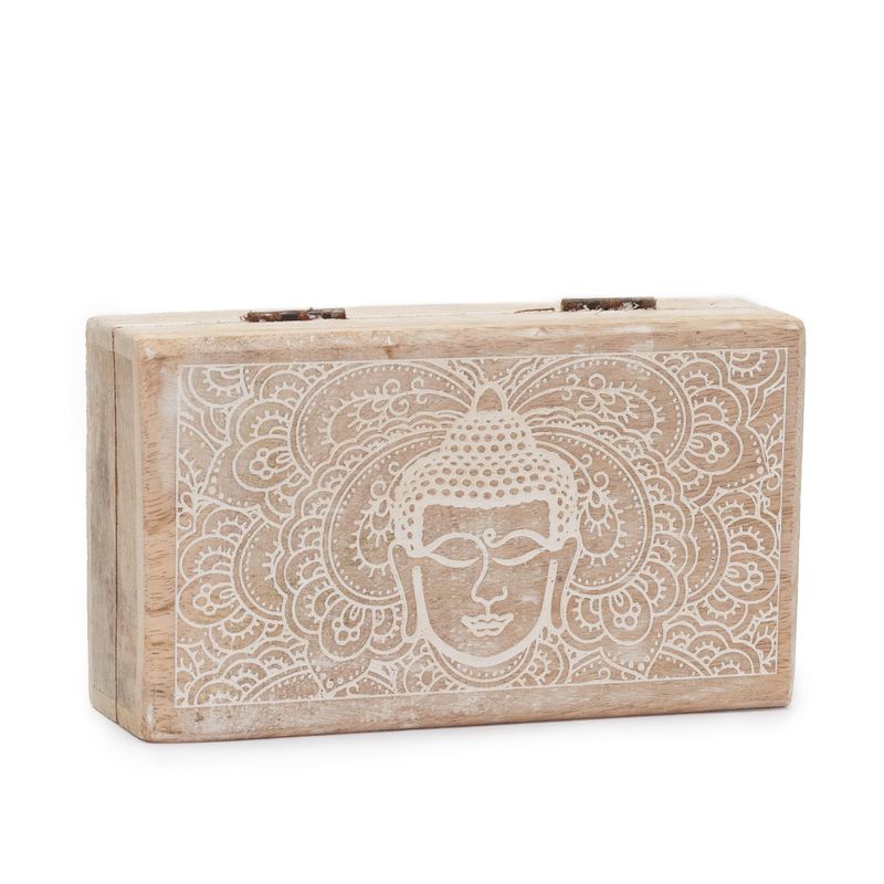 Med Rectangle Box 17x10x4.2cm - Buddha Face Whitewash